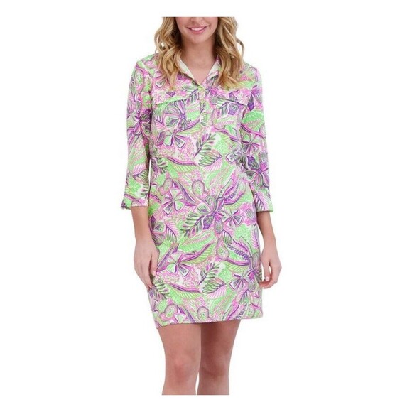 Stella Parker UPF Button Up Collared Pocket 3/4 Sleeve Dress Sz Small - Picture 1 of 8